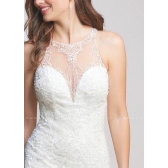 Copied - Enchanting by Mon Cherie Wedding Size 16 Halter Mermaid Beaded NWT - Picture 4 of 8